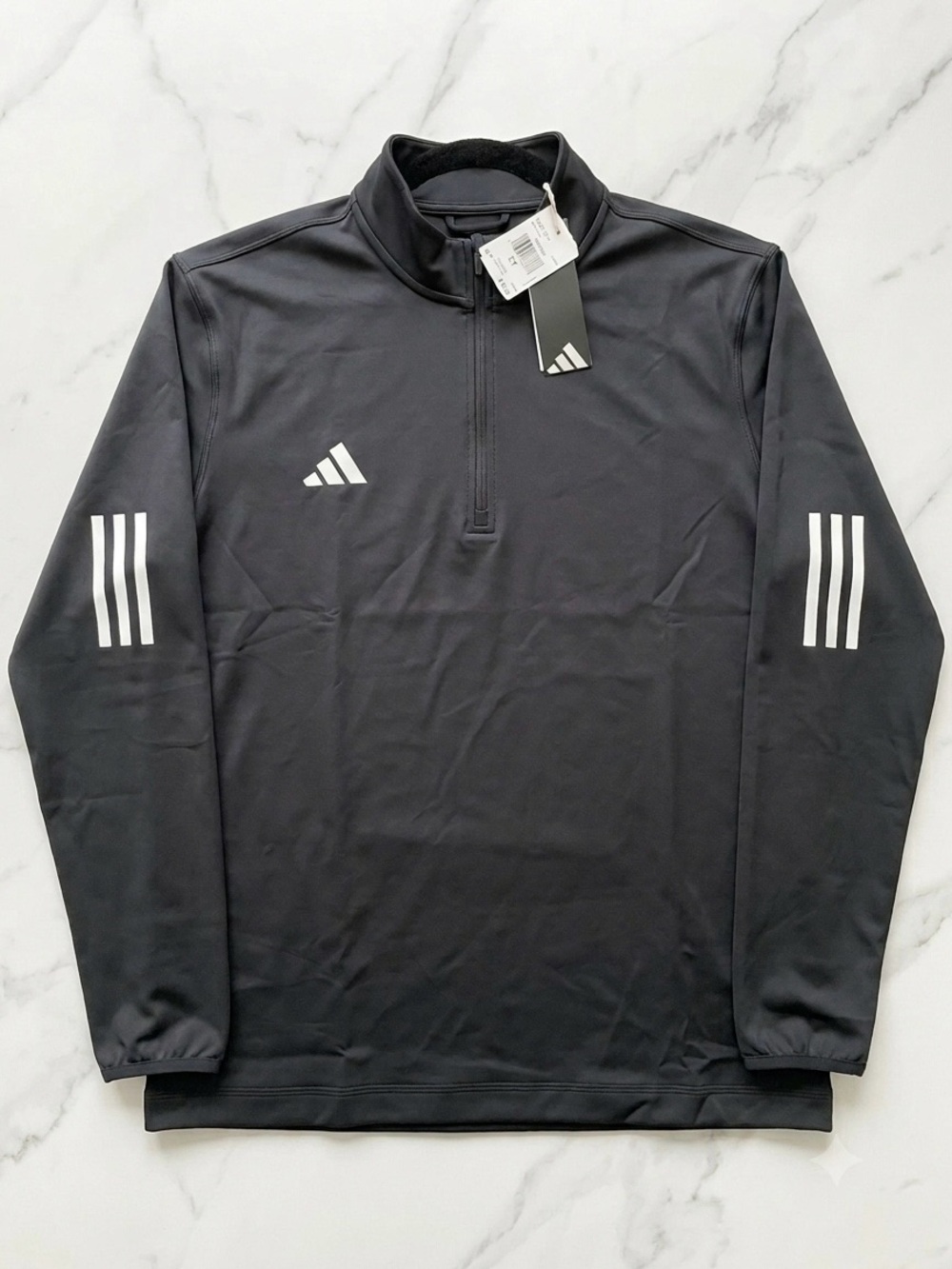 NWT Adidas Men’s 1/4 Zip Golf Performance Pullover - Black/White - Size LT